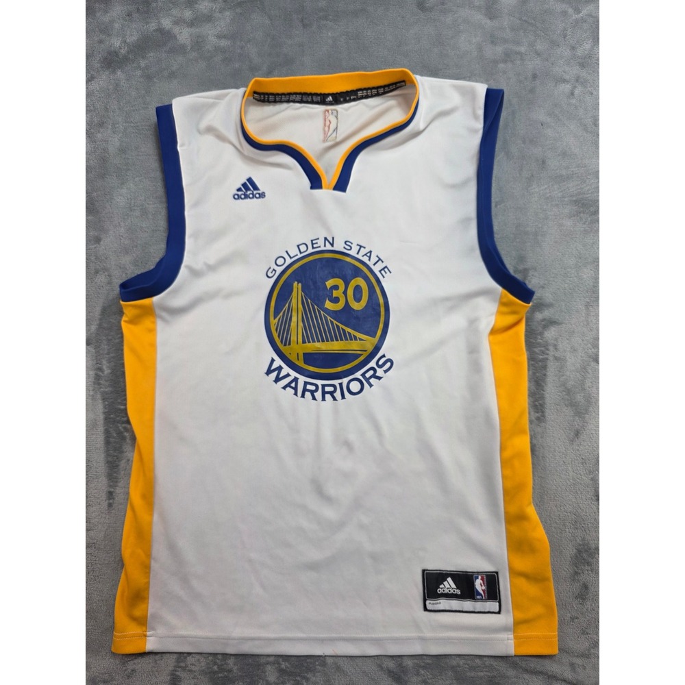 Adidas Golden State Warriors Stephen Curry #30 NBA Jersey White Mens Medium